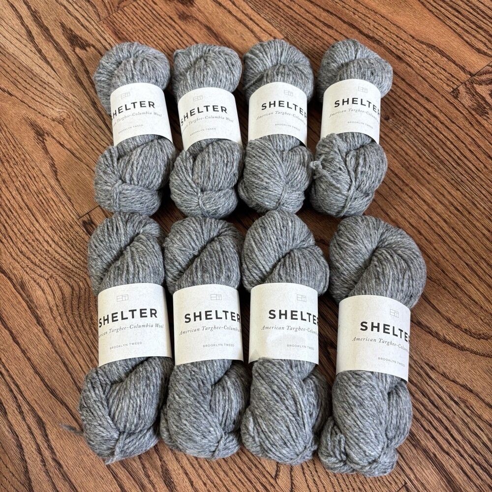 Brooklyn Tweed Shelter Yarn Lot of 8 Gray Sweatshirt Worsted Weight Wool NWT